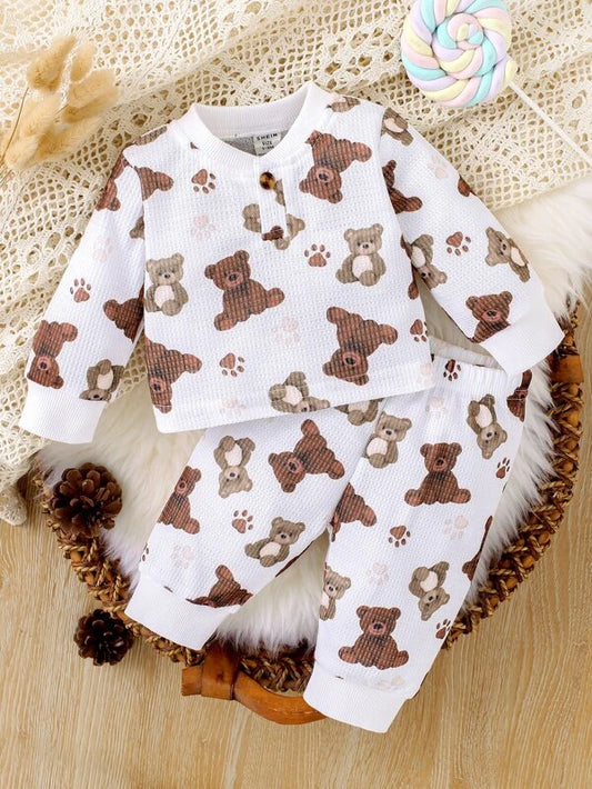 Newborn Baby Bear Print Tee & Pants