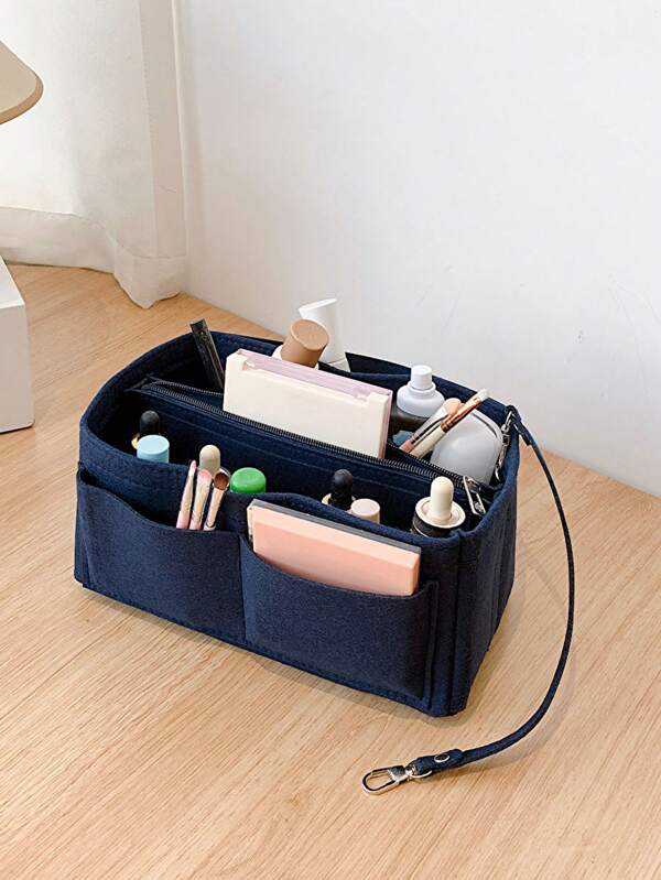 Double Layer Bag Insert Organizer Cosmetic Makeup Bag Zipper Organizer