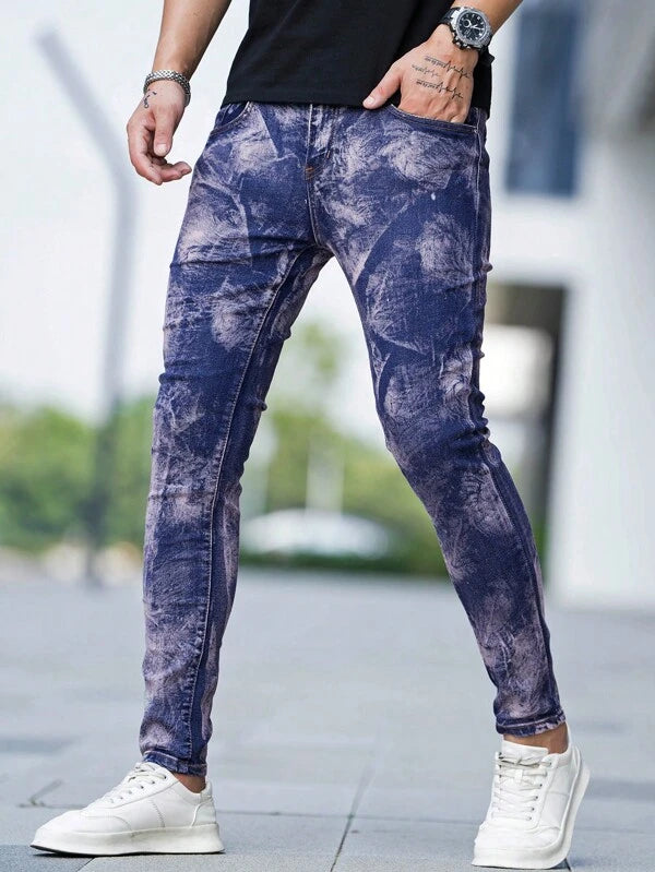 Men Tie Dye Skinny Jeans