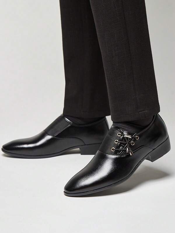 Men Eyelet Detail Drawstring Design Oxford Shoes