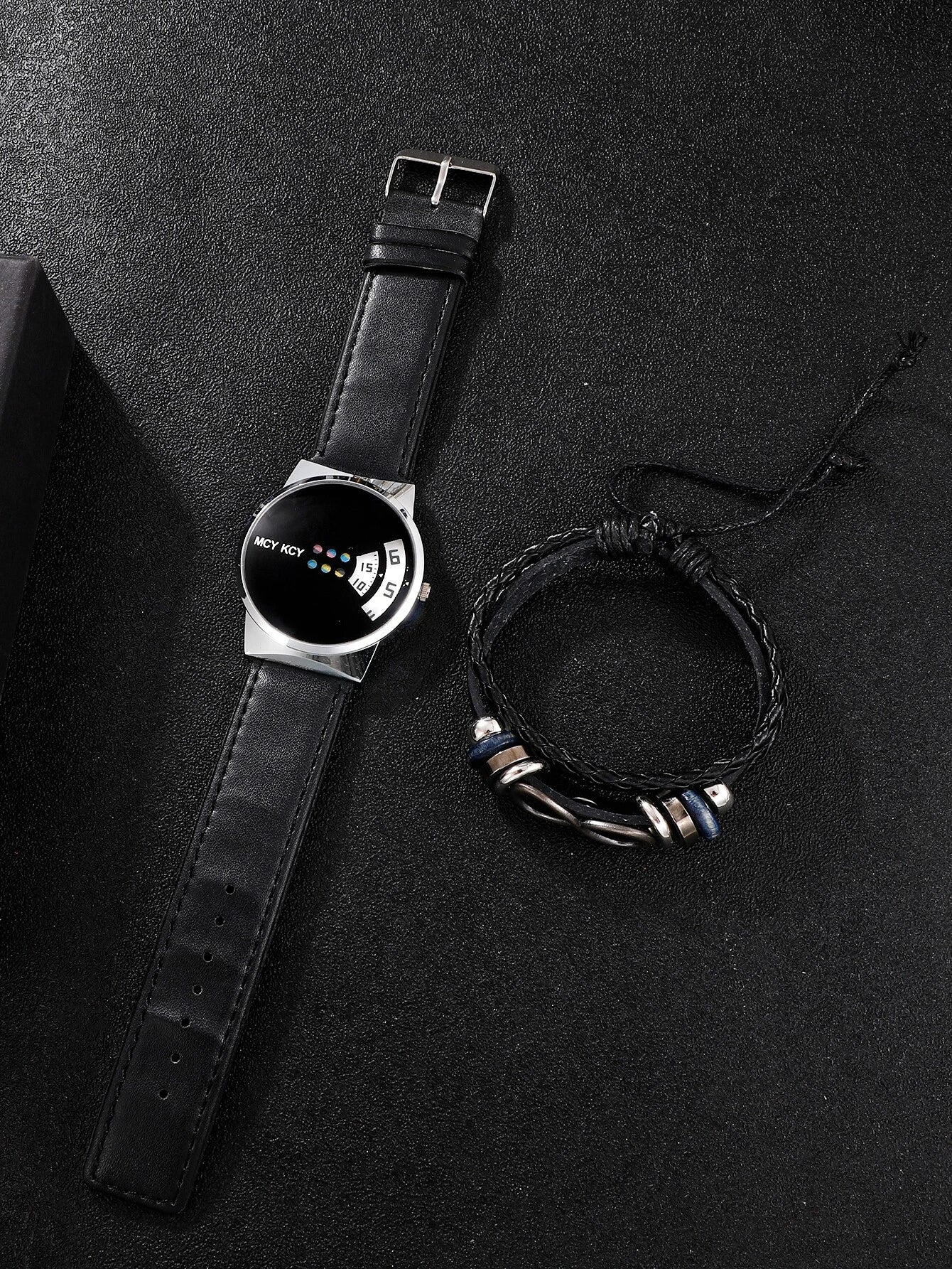 1pc Men Minimalist Quartz Watch & 1pc Bracelet