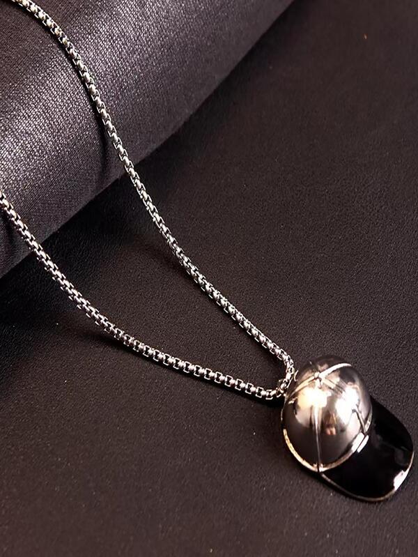 Baseball Cap Charm Necklace Silver Stainless Steel Fashionable Popular Jewelry Gift Party For Men