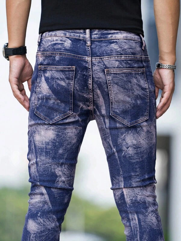 Men Tie Dye Skinny Jeans