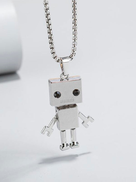 Fashionable and Popular Men Robot Charm Necklace Stainless Steel for Jewelry Gift and for a Stylish Look