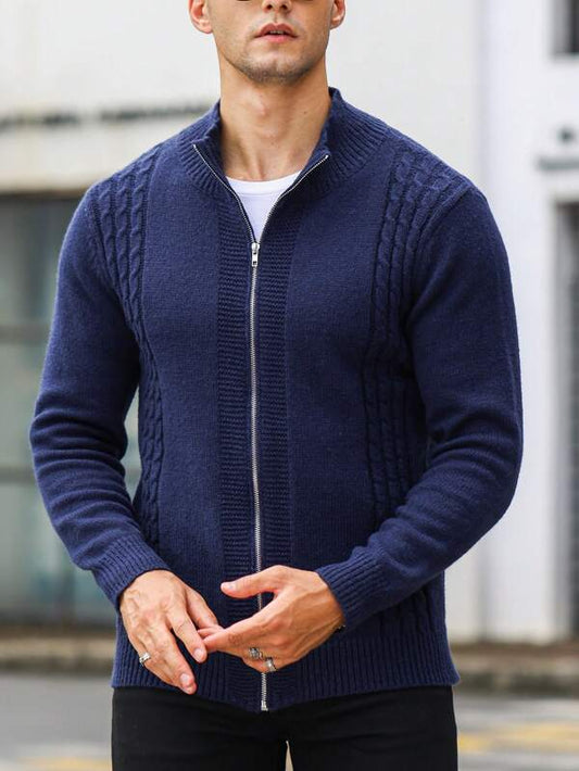 Manfinity Homme Men Zip Up Cable Knit Cardigan