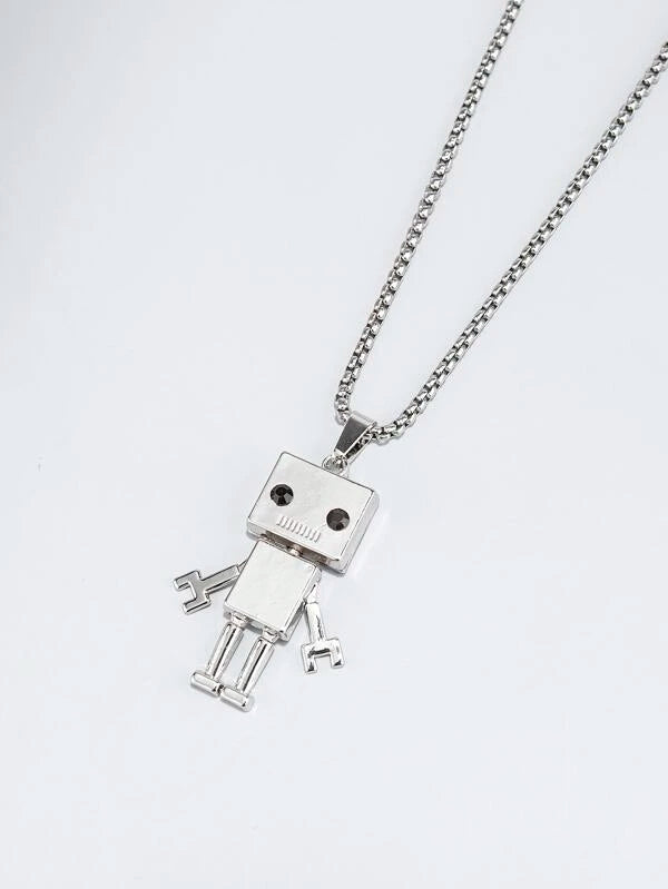 Fashionable and Popular Men Robot Charm Necklace Stainless Steel for Jewelry Gift and for a Stylish Look