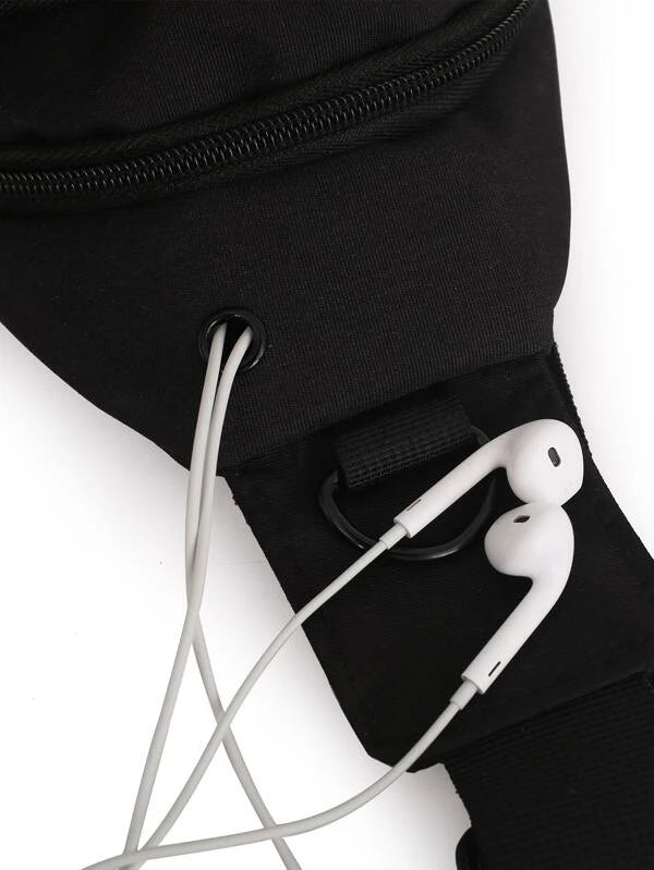 Mini Men Earphone Hole Zip Sling Bag Chest Bag