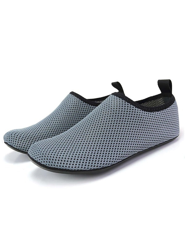 1pair Sporty Slip-on Sneakers, Fabric Beach Aqua Socks