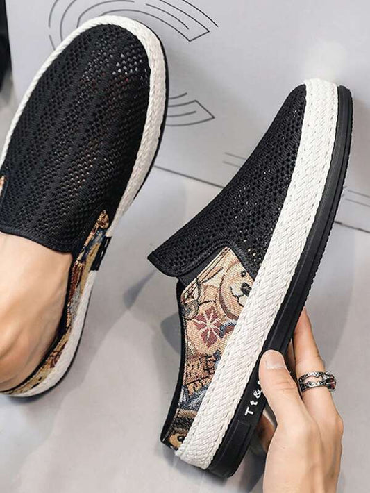 2023 New Summer Men's Slip-on Canvas Shoes, Half-slipper Style, Convenient And Breathable Casual Loafers