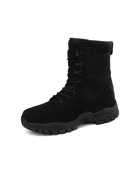 Men Minimalist Lace-up Front Hiking Boots, Sporty Outdoor Boots