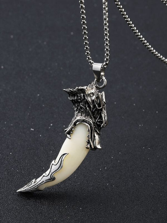 Men Wolf Teeth Pendant Necklace