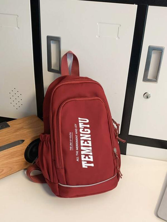 Chest bag men's sporty crossbody bag casual canvas contrast large capacity burgundy solid school backpack shoulder bag without hangouts