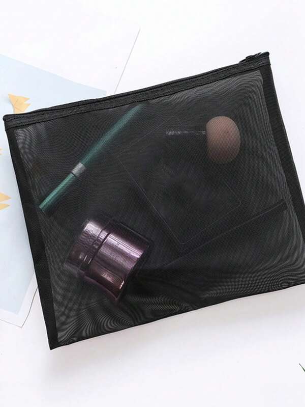 Women's Cosmetic Bag Travel Black Toiletry Kit Transparent Make Up Bag