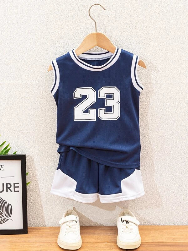 Toddler Boys Letter Graphic Tank Top & Track Shorts