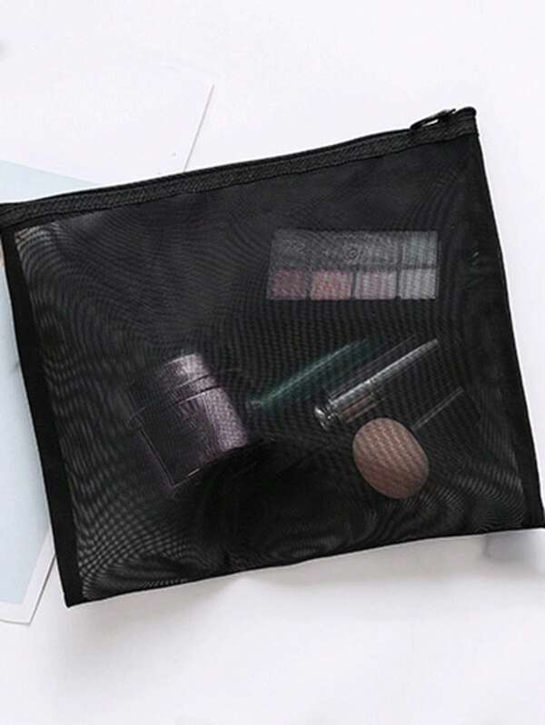 Women's Cosmetic Bag Travel Black Toiletry Kit Transparent Make Up Bag