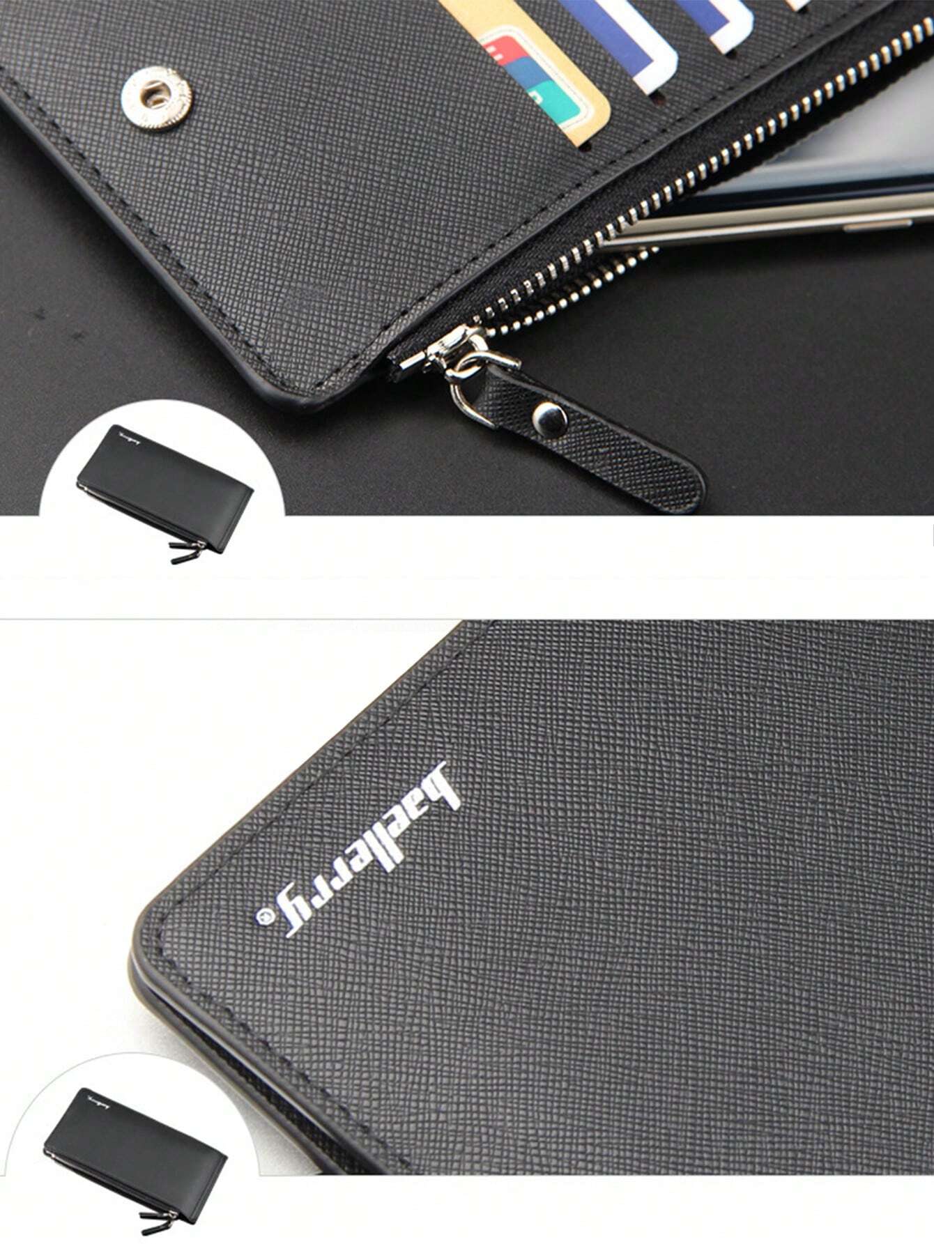 Men's Fashion Zipper Wallet Pocket Card Holder Large Capacity Business Multi-Card Ticket Cl