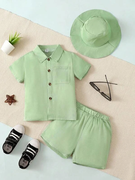 Toddler Boys Patched Pocket Shirt & Shorts