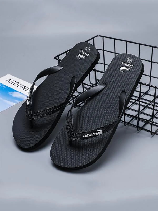 Men Metal Decor Flip-Flops