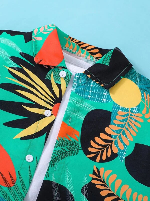 Toddler Boys Tropical Print Shirt & Shorts Without Tee