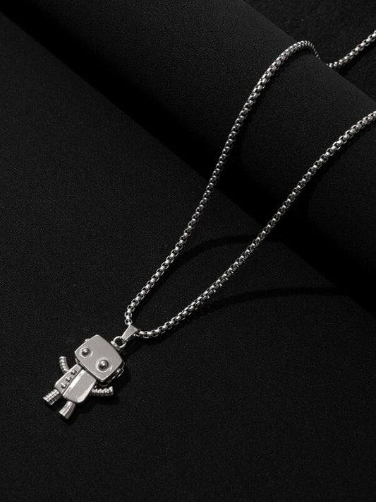 Fashionable and Popular Men Robot Charm Necklace Stainless Steel for Jewelry Gift and for a Stylish Look