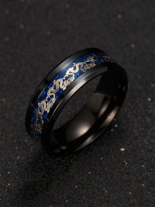 Men Chinese Dragon Detail Ring