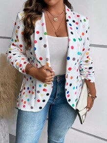 HEIN LUNE Plus Size Fall Clothes Women Spring Autumn Lapel Hounds Tooth Ruched 3/4 Sleeve Elegant Blazer Fall Tops&Fall Women Outfits