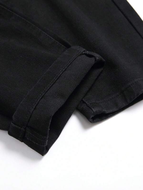 Men Patched Detail Ripped Frayed Skinny Jeans