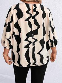 SHEIN Clasi Plus Allover Print Lantern Sleeve Blouse