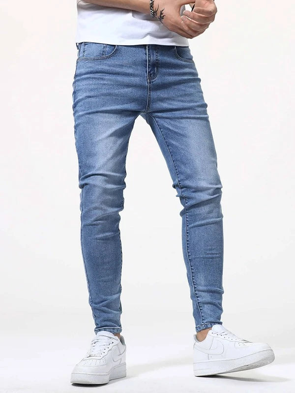 Manfinity Homme Men Cat Whisker Washed Jeans