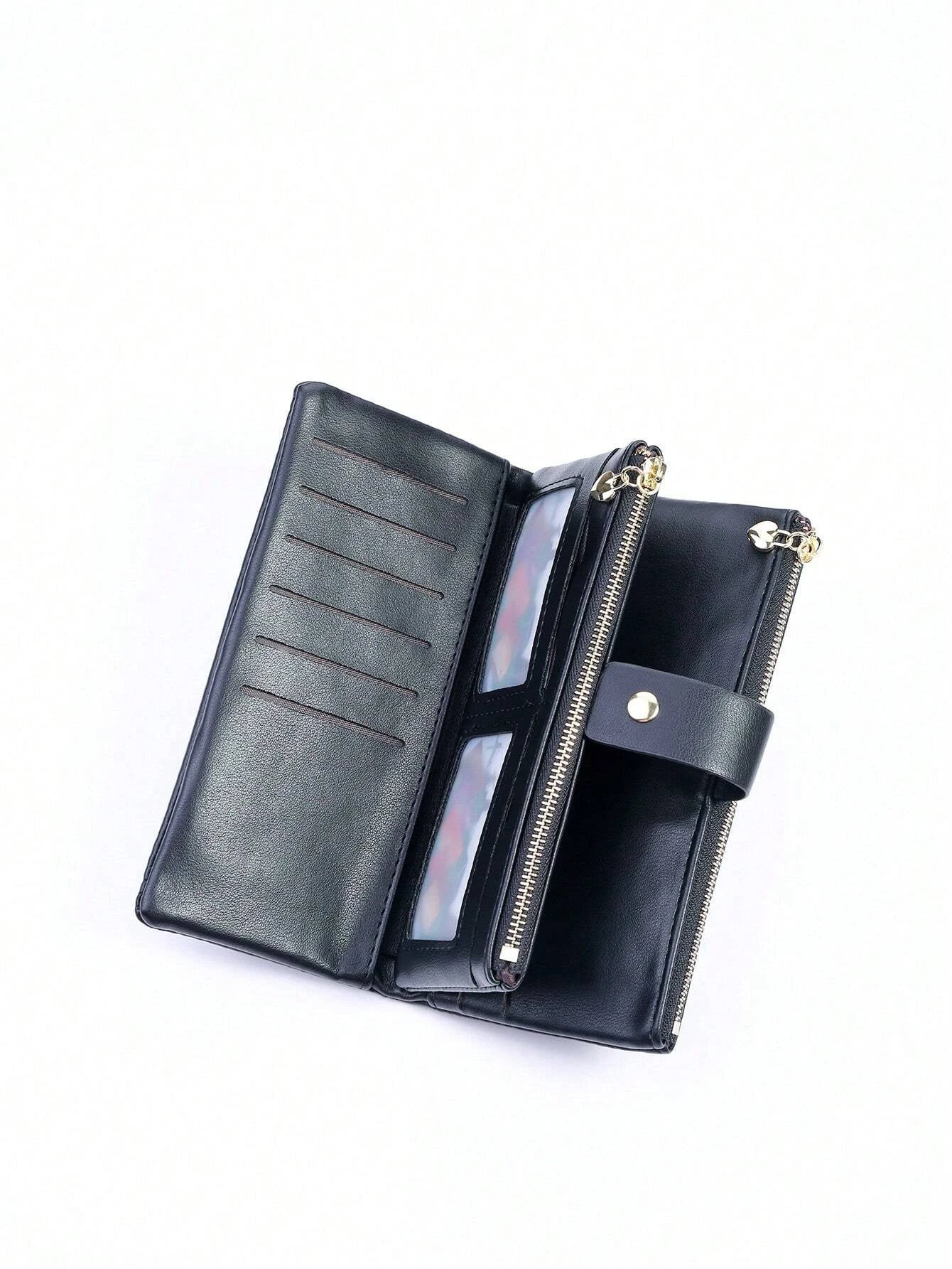 Minimalist Long Wallet With Zipper PU