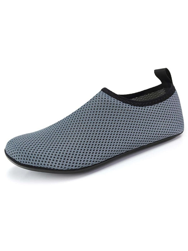 1pair Sporty Slip-on Sneakers, Fabric Beach Aqua Socks