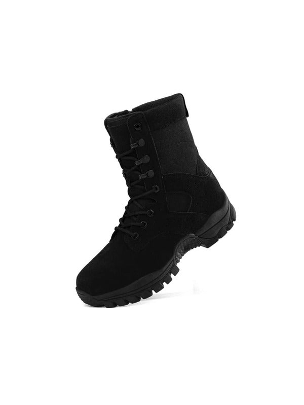 Men Minimalist Lace-up Front Hiking Boots, Sporty Outdoor Boots