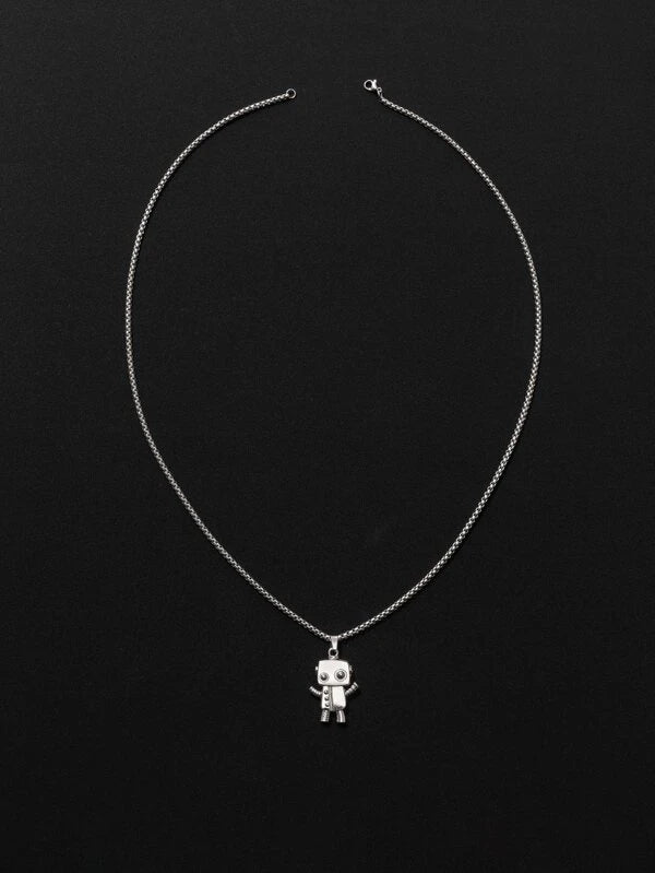 Fashionable and Popular Men Robot Charm Necklace Stainless Steel for Jewelry Gift and for a Stylish Look