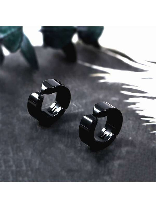 1 Pair Non-Piercing Earrings Black Ear Clip Ear Hoops For Men and Women Punk Non Ears Pierced Adjustable Stainless Steel Earrings Fashion Clip Earrings Party Dating Holiday Gifts