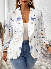 HEIN LUNE Plus Size Fall Clothes Women Spring Autumn Lapel Hounds Tooth Ruched 3/4 Sleeve Elegant Blazer Fall Tops&Fall Women Outfits