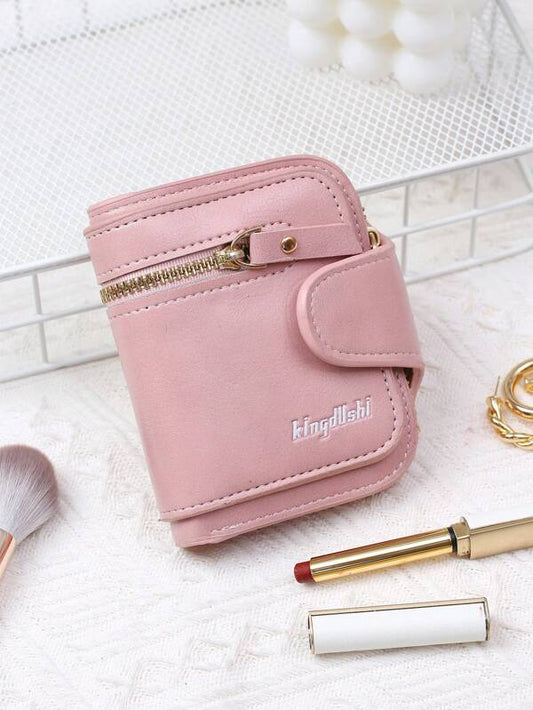 Letter Detail Small Wallet With Zipper PU