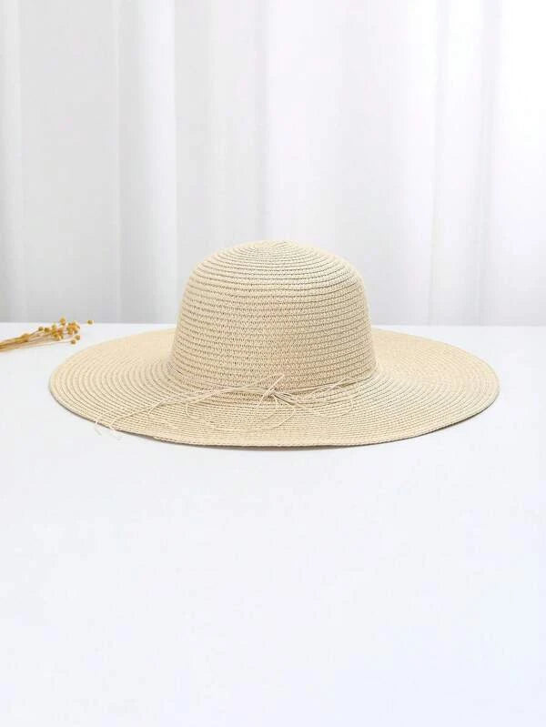 1pc Women Shell & Metal Decor Boho Straw Hat For Outdoor Travel