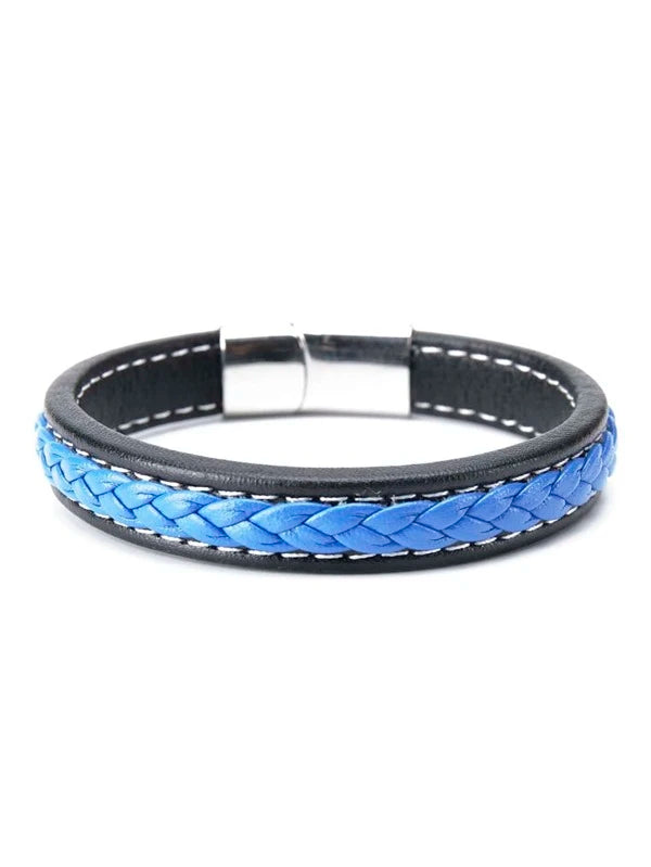 1pc European And American Style Simple Stainless Steel Braided Bracelet, Handmade Unique Couple Bracelet Suitable For Men