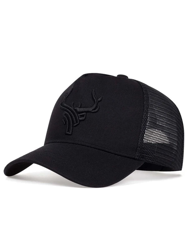 Men Antlers Embroidered Trucker Hat