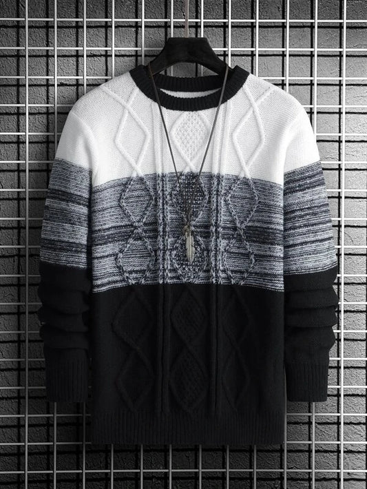 Men Argyle Knit Colorblock Sweater