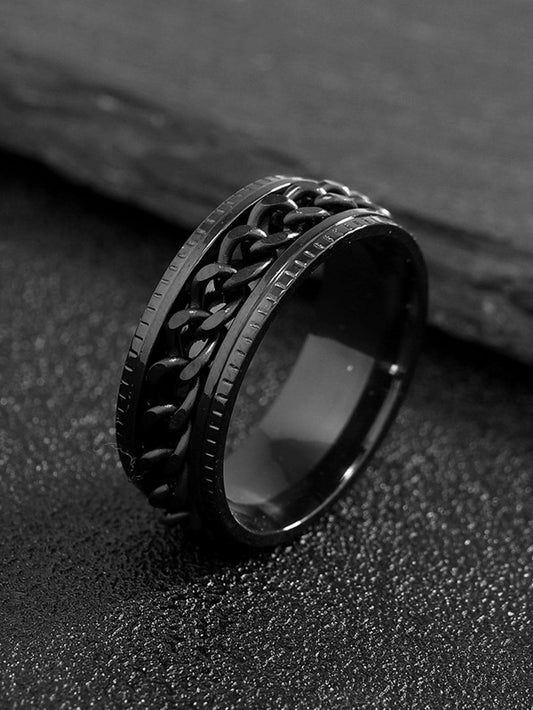 1pc Fashionable Chain Decor Ring For Men For Daily Decoration Goth Punk Jewelry