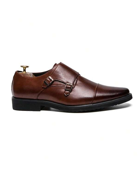 Men Buckle Decor Monk Shoes, Business Office Dress Shoes