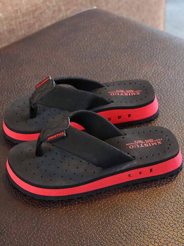 Fashion Slippers For Men, Letter Patch Decor Flip Flops SKU: sx2305043678400885