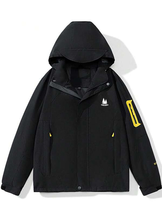 Men Letter Graphic Zip Up Hooded Jacket