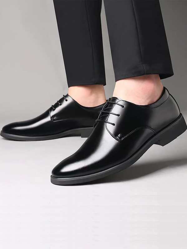 Men Lace Up Derby Shoes, Business Office Black Dress Shoes