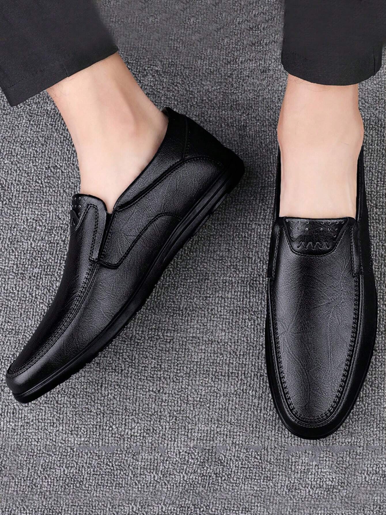 Men Minimalist Slip On Loafers, Leisure Black Casual Loafers