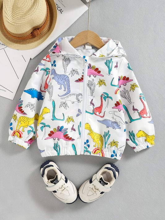 Toddler Girls Dinosaur Print Hooded Jacket