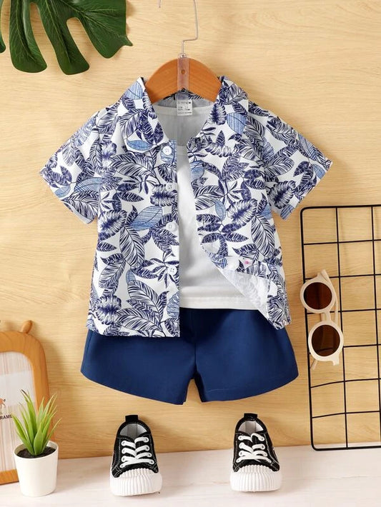 Baby Tropical Print Shirt & Shorts Without Tee