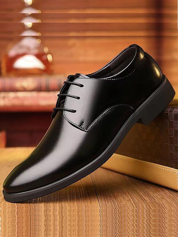 Men Lace Up Derby Shoes, Business Office Black Dress Shoes