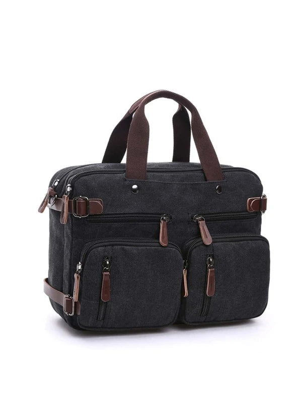 Vintage Men Canvas Bag Briefcase Travel Suitcase Messenger Shoulder Tote Handbag Large Casual Business Laptop Pocket